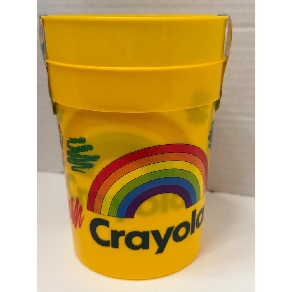 Crayola 2 Pack Plastic Tumblers Yellow Rainbow Crayon Character BPA Free 18092